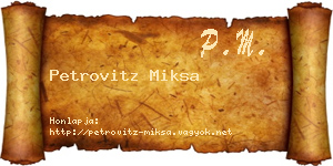 Petrovitz Miksa névjegykártya